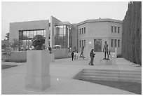 Rodin sculpture garden and Cantor Center. Stanford University, California, USA (black and white)