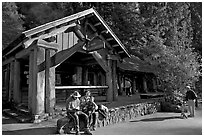 Park headquarters, afternoon. Big Basin Redwoods State Park,  California, USA (black and white)