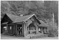 Visitor center, late afternoon. Big Basin Redwoods State Park,  California, USA (black and white)