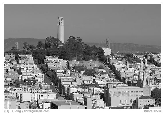 Coit Tower on Telegraph Hill, afternoon. San Francisco, California, USA