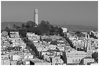 Coit Tower on Telegraph Hill, afternoon. San Francisco, California, USA ( black and white)
