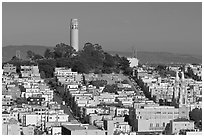 Coit Tower on Telegraph Hill, afternoon. San Francisco, California, USA (black and white)