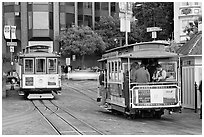 Cable car terminus. San Francisco, California, USA (black and white)