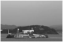 Alcatraz Island at sunset. San Francisco, California, USA ( black and white)