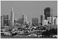 Skyline at dusk. San Francisco, California, USA (black and white)