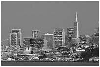 Skyline at dusk. San Francisco, California, USA (black and white)