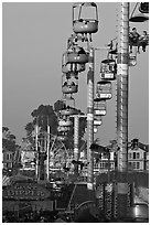 Beach Boardwalk and gondola at sunset. Santa Cruz, California, USA ( black and white)