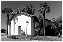 Facade of Mission Nuestra Senora de la Soledad. California, USA (black and white)