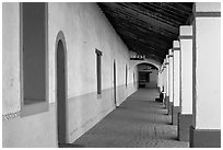 Corridor, Mission San Miguel Arcangel. California, USA (black and white)