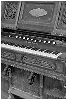 Old organ, Mission San Miguel Arcangel. California, USA (black and white)