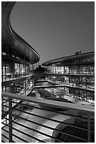 James Clark Center, home to multidisciplinary  program in biology, dusk. Stanford University, California, USA (black and white)