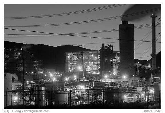 Chemical plant at dusk, Trona. California, USA