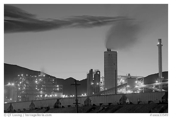 Chemical plant at dusk, Trona. California, USA