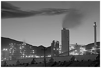 Chemical plant at dusk, Trona. California, USA (black and white)