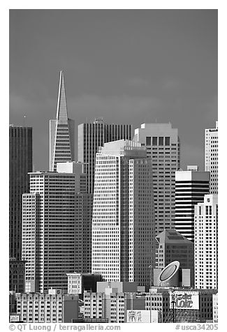 Financial district skyline with Museum of Modern Art building, afternoon. San Francisco, California, USA