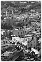 North Beach and Columbus Avenue from above, late afteroon. San Francisco, California, USA (black and white)