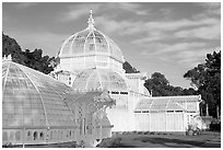 Side view of the Conservatory of Flowers, whitewashed to avoid heat absorption. San Francisco, California, USA (black and white)