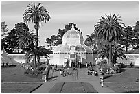 Conservatory of Flowers and lawn, afternoon. San Francisco, California, USA ( black and white)