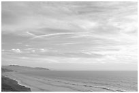 Ocean at sunset seen from Fort Funston. San Francisco, California, USA ( black and white)