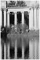 Colons and reflection, Palace of Fine Arts, morning. San Francisco, California, USA (black and white)