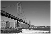 Fort Point and Golden Gate Bridge. San Francisco, California, USA (black and white)