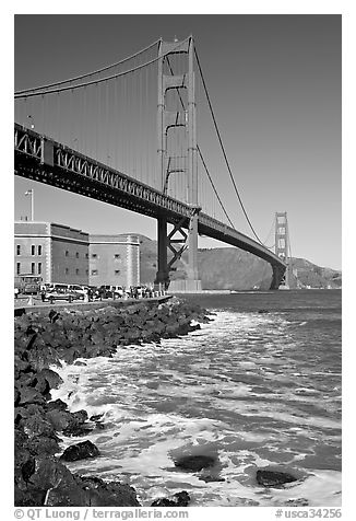 Three-story Fort Point below the Golden Gate Bridge. San Francisco, California, USA