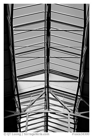 Glass roof of the Ferry building. San Francisco, California, USA (black and white)