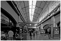 Marketplace in the Ferry building. San Francisco, California, USA ( black and white)