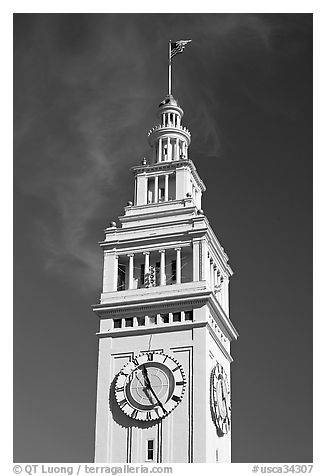 Clock tower of the Ferry building, 204 foot tall. San Francisco, California, USA