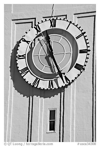 Big clock on the Ferry building. San Francisco, California, USA (black and white)