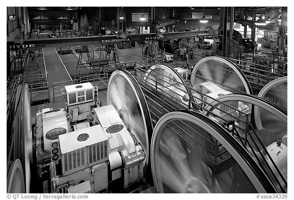 Cable Car powerhouse with cable winding machines. San Francisco, California, USA