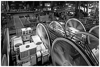 Cable Car powerhouse with cable winding machines. San Francisco, California, USA ( black and white)