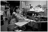 Fortune cookie factory on Ross Alley, Chinatown. San Francisco, California, USA (black and white)