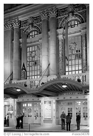 Geary Theatre at night. San Francisco, California, USA (black and white)