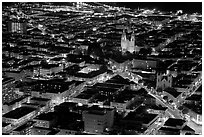 Above view of North Beach at night. San Francisco, California, USA ( black and white)