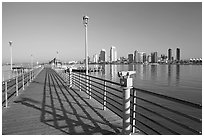 Binoculars, pier, and skyline, Coronado. San Diego, California, USA ( black and white)