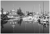 Harbor and boathouse restaurant, Coronado. San Diego, California, USA (black and white)