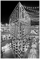 Palazzo in Horton Plaza at night. San Diego, California, USA ( black and white)