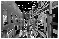 Horton Plaza shopping center, designed by Jon Jerde. San Diego, California, USA ( black and white)