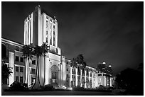 County Administration Center in Art Deco style at night. San Diego, California, USA ( black and white)