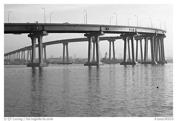 Span of the Bay Bridge, Coronado. San Diego, California, USA (black and white)