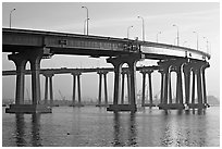 San Diego-Coronado Bay Bridge, early morning. San Diego, California, USA (black and white)