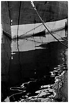 Hull and reflection, Star of India, Maritime Museum. San Diego, California, USA ( black and white)