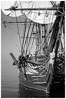 HMS Surprise, a replica of a 18th century Royal Navy frigate, Maritime Museum. San Diego, California, USA ( black and white)