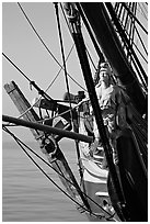 Prow of the HMS Surprise, Maritime Museum. San Diego, California, USA (black and white)