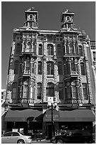 Facade of Louis Bank of Commerce building, Gaslamp quarter. San Diego, California, USA ( black and white)