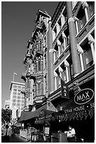 Gaslamp quarter street with historic buildings. San Diego, California, USA ( black and white)