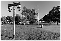 The Plaza, laid out in 1820, Old Town State Historic Park. San Diego, California, USA ( black and white)