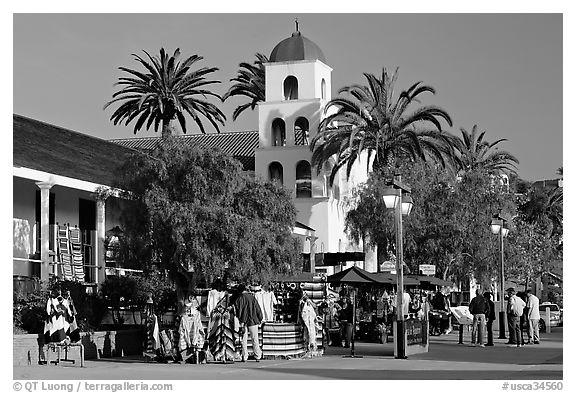 Street, Old Town State Historic Park. San Diego, California, USA (black and white)