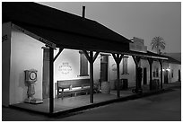 Historic building at night, Old Town State Historic Park. San Diego, California, USA ( black and white)